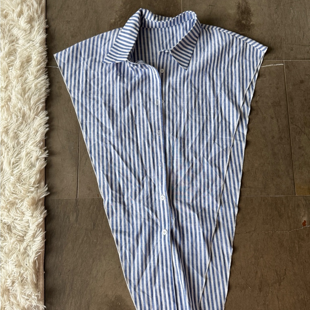 SHEIN Blue and White Striped Blouse